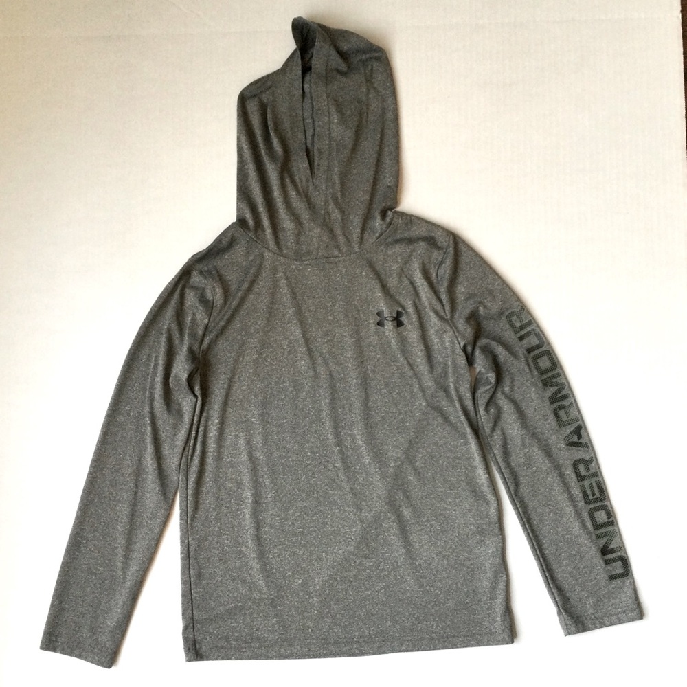 Under Armour Boys Size Youth Medium Heather Gray Long Sleeve Hoodie